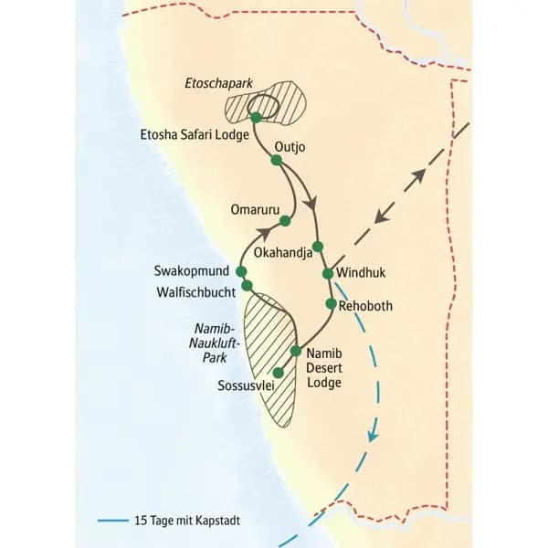 Mit Studiosus zu den Höhepunkten Namibias zwischen Namib-Wüste und Etoscha-Nationalpark.