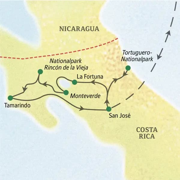 Mit dem Boot durch das Dschungelparadies Tortuguero, über Hängebrücken durch den Nebelwald von Monteverde, Vulkanerlebnisse am Arenal und am Rincón de la Vieja sowie entspannte Strandtage am Pazifik - all das erlebt ihr auf der Reise von Studiosus family nach Costa Rica!