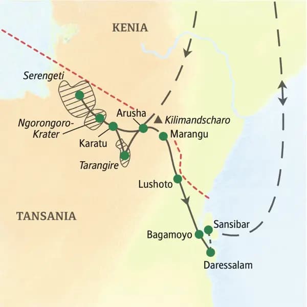 Unsere 17-tägige Erkundungstour führt Sie zu den Naturwundern Tansanias und auf die Gewürzinsel Sansibar. Eine Studienreise zu den berühmtesten Nationalparks Ostafrikas und zur legendären tropischen Insel in kleiner Gruppe von maximal 18 Personen.