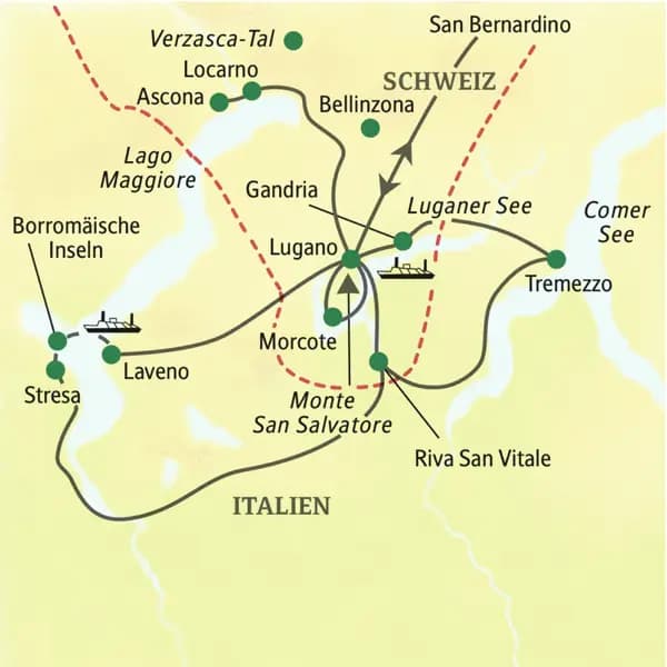 Auf unserer Studienreise mit Muße erkunden wir von unserem familiären und komfortablen Standorthotel in Lugano aus die schönsten Orte am Luganer See. Außerdem unternehmen wir Ausflüge zum Lago Maggiore, zum Comer See und auf Wunsch ins wildromantische Verzasca-Tal.