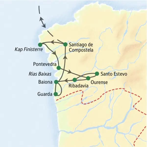 In neun Tagen mit Studiosus durch Galicien - zum Jakobsweg, zum Ende der Welt und zum keltischen Erbe Spaniens. Entdecken Sie wilde Küsten, alte Städte und stille Flusslandschaften!