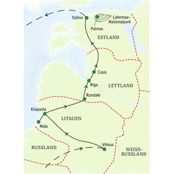 Unsere achttägige Preiswert-Studienreise führt uns durch die drei baltischen Staaten Litauen, Lettland und Estland. Wir dürfen dabei die Höhepunkte der drei Länder sowie inspirierende Begegnungen erleben.